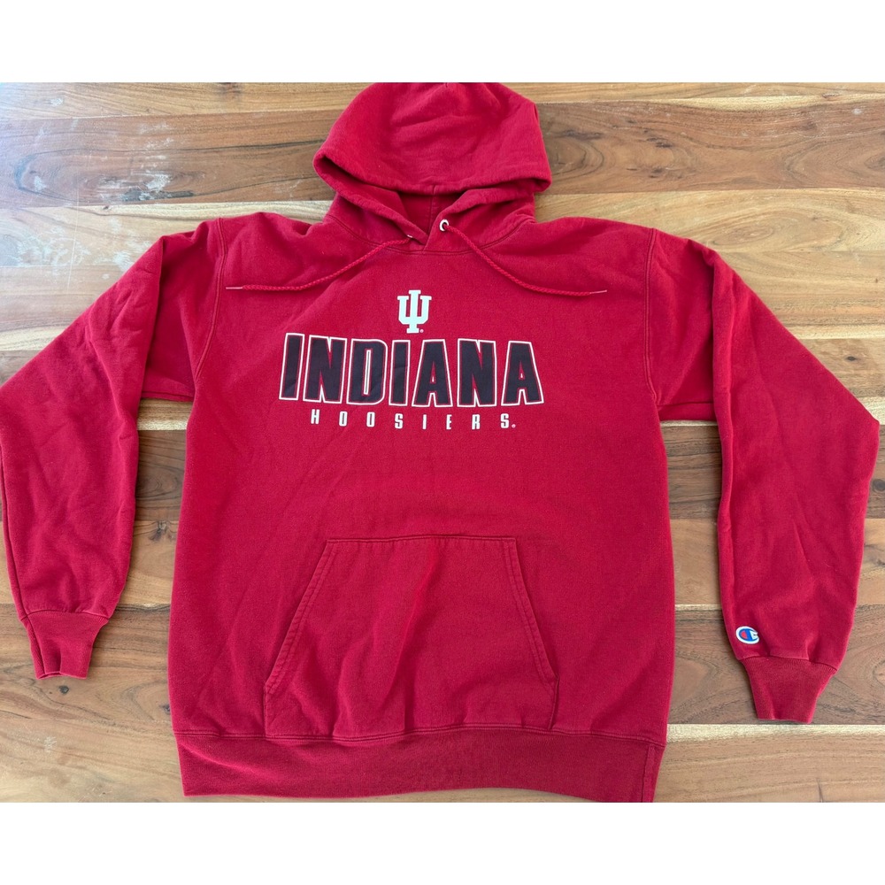 Champion Indiana Hoosiers Hoodie Mens Medium Red NCAA Sweatshirt GF170 JEH